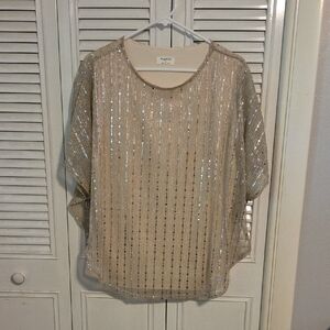 Simply Couture Shimmering Beige Sequin Blouse